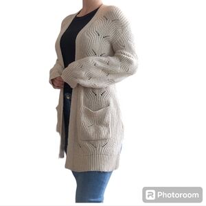Oversized Fit Open Front Long Cardigan - Size Small